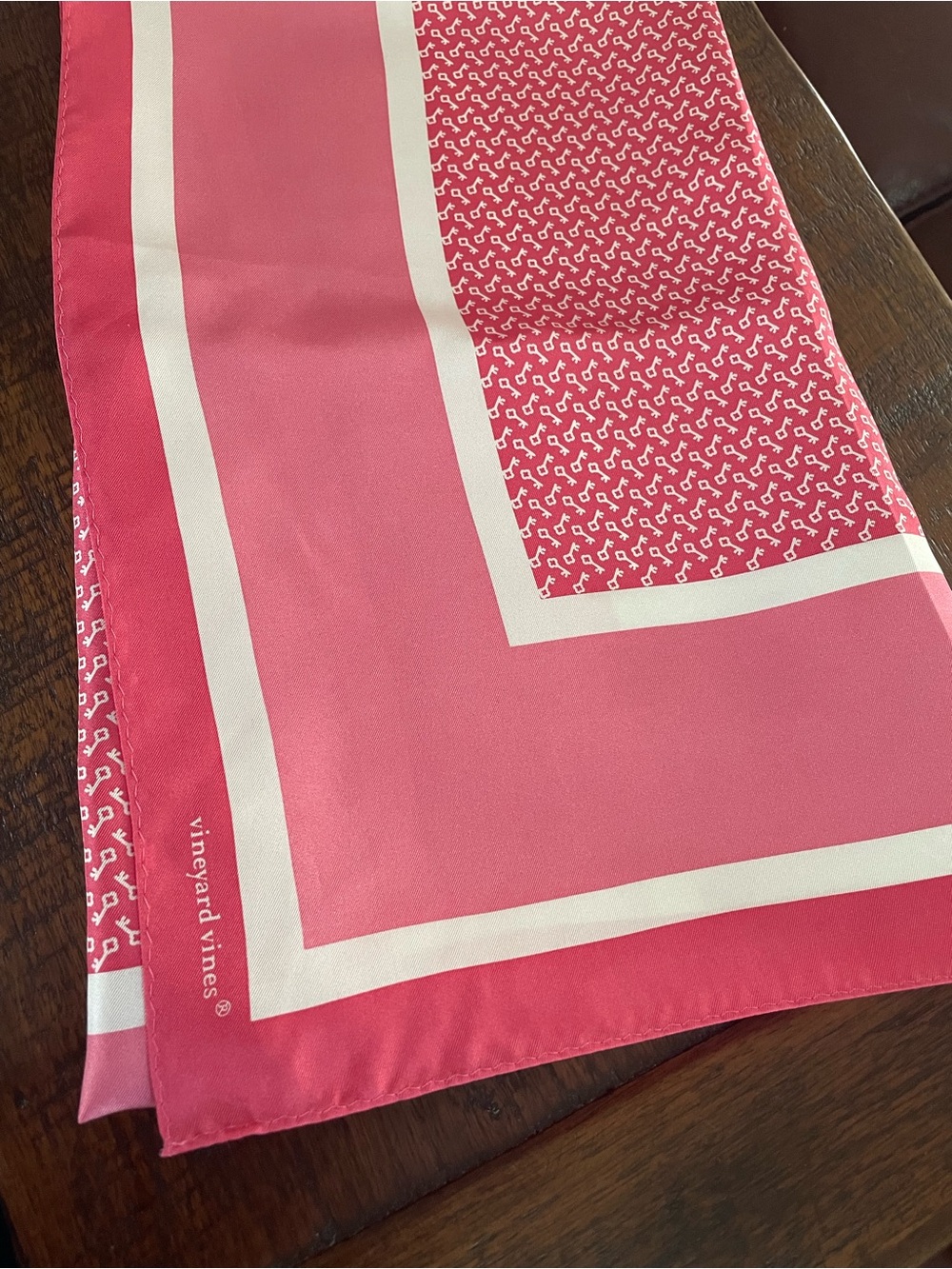 Vineyard Vines Pink and White Patterned Silk Scarf